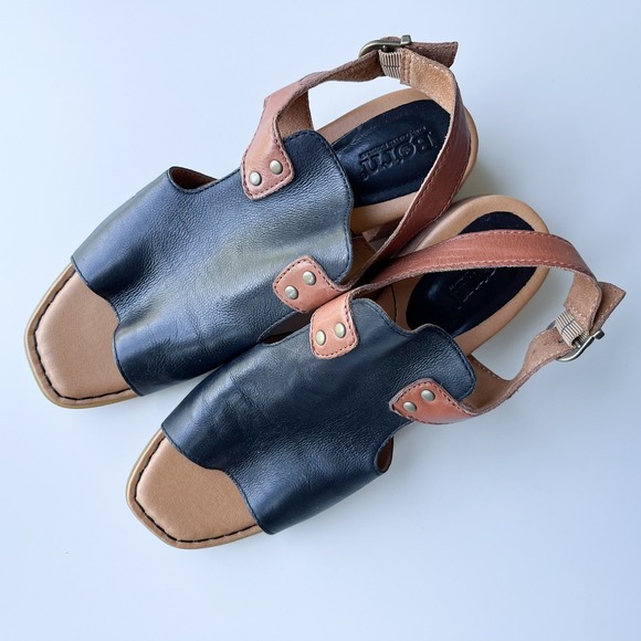 Born Sylvie Leather Sandal Black Brown Womens 10 Comfort - Picture 2 of 10